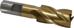 Interstate - 1", 1-7/8" LOC, 3/4" Shank Diam, 4-1/8" OAL, 4 Flute, High Speed Steel Square End Mill - Single End, TiN Finish, Spiral Flute, 30° Helix, Right Hand Cut, Right Hand Flute - USA Tool & Supply