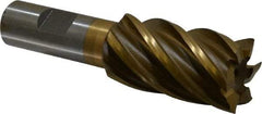 Interstate - 1-1/8", 2" LOC, 3/4" Shank Diam, 4-1/8" OAL, 6 Flute, High Speed Steel Square End Mill - Single End, TiN Finish, Spiral Flute, 30° Helix, Right Hand Cut, Right Hand Flute - USA Tool & Supply