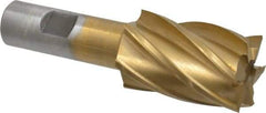 Interstate - 1-1/4", 2" LOC, 3/4" Shank Diam, 4-1/4" OAL, 6 Flute, High Speed Steel Square End Mill - Single End, TiN Finish, Spiral Flute, 30° Helix, Right Hand Cut, Right Hand Flute - USA Tool & Supply