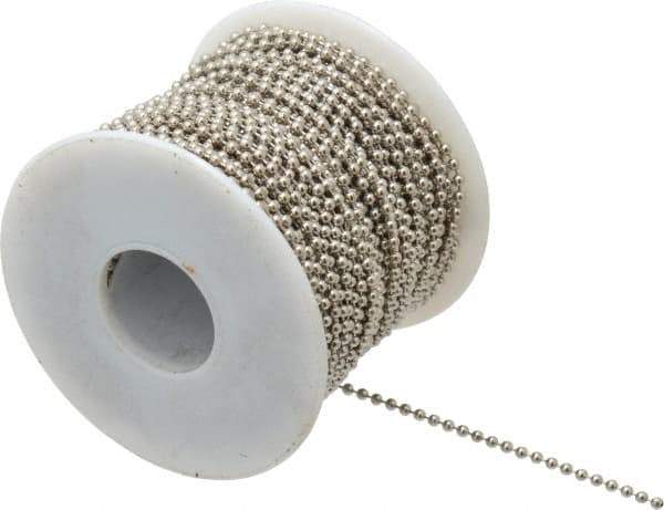 Made in USA - Number 3 Trade Size Brass Ball Chain - 0.095 Inch Ball Diameter, 12 Lbs. Tensile Strength, 100 Ft. Long , 94 Balls per Foot - USA Tool & Supply