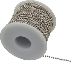 Made in USA - Number 3 Trade Size Steel Ball Chain - 0.095 Inch Ball Diameter, 12 Lbs. Tensile Strength, 100 Ft. Long , 94 Balls per Foot - USA Tool & Supply