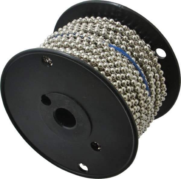 Made in USA - Number 10 Trade Size Steel Ball Chain - 0.178 Inch Ball Diameter, 45 Lbs. Tensile Strength, 100 Ft. Long , 48.5 Balls per Foot - USA Tool & Supply