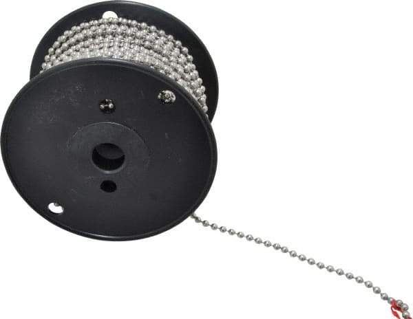 Made in USA - Number 10 Trade Size Stainless Steel Ball Chain - 0.178 Inch Ball Diameter, 80 Lbs. Tensile Strength, 100 Ft. Long , 48.5 Balls per Foot - USA Tool & Supply