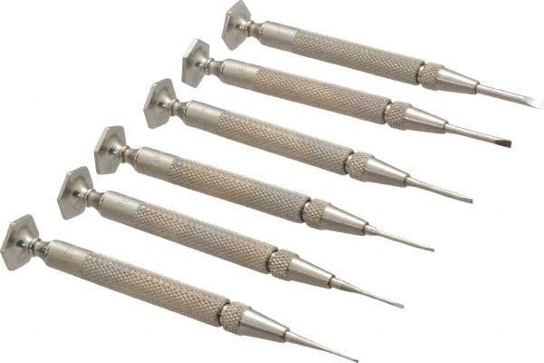 Starrett - 6 Piece Slotted Screwdriver Set - Round Shank, Blade Sizes: Length 5/8 - USA Tool & Supply