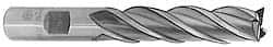 Interstate - 1-1/2", 4" LOC, 1-1/4" Shank Diam, 6-1/2" OAL, 6 Flute, High Speed Steel Square End Mill - Single End, Uncoated, Spiral Flute, 30° Helix, Right Hand Cut, Right Hand Flute - USA Tool & Supply