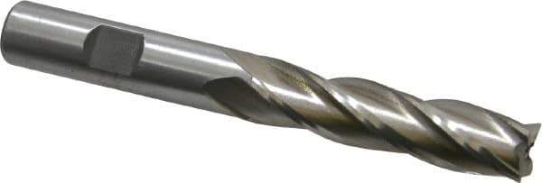 Interstate - 1/2", 2" LOC, 1/2" Shank Diam, 4" OAL, 4 Flute, High Speed Steel Square End Mill - Single End, Uncoated, Spiral Flute, 30° Helix, Right Hand Cut, Right Hand Flute - USA Tool & Supply