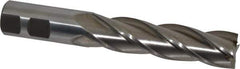 Interstate - 7/8", 3-1/2" LOC, 7/8" Shank Diam, 5-3/4" OAL, 4 Flute, High Speed Steel Square End Mill - Single End, Uncoated, Spiral Flute, 30° Helix, Right Hand Cut, Right Hand Flute - USA Tool & Supply