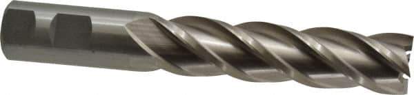Interstate - 1", 4" LOC, 1" Shank Diam, 6-1/2" OAL, 4 Flute, High Speed Steel Square End Mill - Single End, Uncoated, Spiral Flute, 30° Helix, Right Hand Cut, Right Hand Flute - USA Tool & Supply