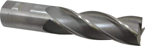 Interstate - 1-1/4", 4" LOC, 1-1/4" Shank Diam, 6-1/2" OAL, 4 Flute, High Speed Steel Square End Mill - Single End, Uncoated, Spiral Flute, 30° Helix, Centercutting, Right Hand Cut, Right Hand Flute - USA Tool & Supply