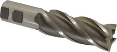 Interstate - 1-1/2", 4" LOC, 1-1/4" Shank Diam, 6-1/2" OAL, 4 Flute, High Speed Steel Square End Mill - Single End, Uncoated, Spiral Flute, 30° Helix, Right Hand Cut, Right Hand Flute - USA Tool & Supply
