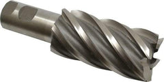 Interstate - 2", 4" LOC, 1-1/4" Shank Diam, 6-1/2" OAL, 6 Flute, High Speed Steel Square End Mill - Single End, Uncoated, Spiral Flute, 30° Helix, Right Hand Cut, Right Hand Flute - USA Tool & Supply
