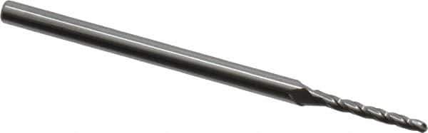 Accupro - 0.5° Taper Angle per Side, 1/16" Small End Diam, 1/2" LOC, Solid Carbide 3 Flute Tapered Ball End Mill - 2-1/4" OAL, 1/8" Shank Diam - USA Tool & Supply