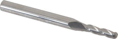 Accupro - 0.5° Taper Angle per Side, 1/8" Small End Diam, 1/2" LOC, Solid Carbide 3 Flute Tapered Ball End Mill - 2" OAL, 3/16" Shank Diam - USA Tool & Supply