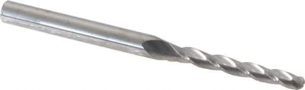 Accupro - 0.5° Taper Angle per Side, 1/8" Small End Diam, 1" LOC, Solid Carbide 3 Flute Tapered Ball End Mill - 2-1/2" OAL, 3/16" Shank Diam - USA Tool & Supply
