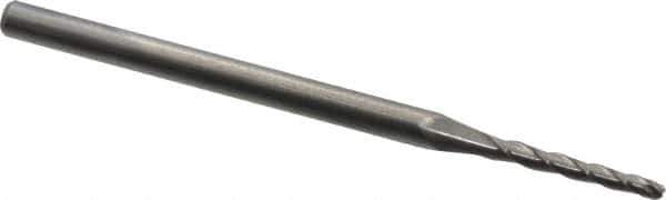 Accupro - 1° Taper Angle per Side, 1/16" Small End Diam, 1/2" LOC, Solid Carbide 3 Flute Tapered Ball End Mill - 2-1/4" OAL, 1/8" Shank Diam - USA Tool & Supply
