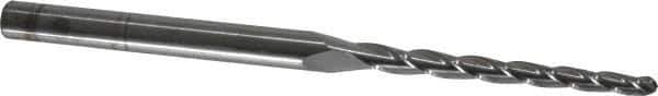 Accupro - 1° Taper Angle per Side, 3/32" Small End Diam, 1-1/4" LOC, Solid Carbide 3 Flute Tapered Ball End Mill - 3" OAL, 3/16" Shank Diam - USA Tool & Supply