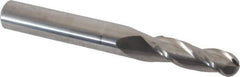 Accupro - 1° Taper Angle per Side, 1/4" Small End Diam, 3/4" LOC, Solid Carbide 3 Flute Tapered Ball End Mill - 2-1/2" OAL, 5/16" Shank Diam - USA Tool & Supply