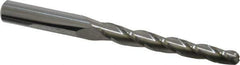 Accupro - 1° Taper Angle per Side, 1/4" Small End Diam, 2-1/4" LOC, Solid Carbide 3 Flute Tapered Ball End Mill - 4" OAL, 3/8" Shank Diam - USA Tool & Supply