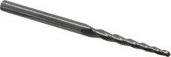Accupro - 1.5° Taper Angle per Side, 3/32" Small End Diam, 1-1/4" LOC, Solid Carbide 3 Flute Tapered Ball End Mill - 3" OAL, 3/16" Shank Diam - USA Tool & Supply