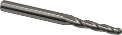 Accupro - 1.5° Taper Angle per Side, 1/8" Small End Diam, 3/4" LOC, Solid Carbide 3 Flute Tapered Ball End Mill - 2" OAL, 3/16" Shank Diam - USA Tool & Supply