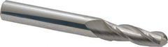Accupro - 1.5° Taper Angle per Side, 1/4" Small End Diam, 3/4" LOC, Solid Carbide 3 Flute Tapered Ball End Mill - 2-1/2" OAL, 5/16" Shank Diam - USA Tool & Supply