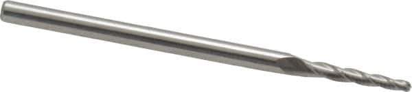 Accupro - 2° Taper Angle per Side, 1/16" Small End Diam, 1/2" LOC, Solid Carbide 3 Flute Tapered Ball End Mill - 2-1/4" OAL, 1/8" Shank Diam - USA Tool & Supply