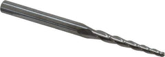Accupro - 2° Taper Angle per Side, 5/64" Small End Diam, 1" LOC, Solid Carbide 3 Flute Tapered Ball End Mill - 2-1/2" OAL, 3/16" Shank Diam - USA Tool & Supply