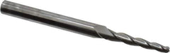 Accupro - 2° Taper Angle per Side, 1/8" Small End Diam, 1" LOC, Solid Carbide 3 Flute Tapered Ball End Mill - 3" OAL, 1/4" Shank Diam - USA Tool & Supply