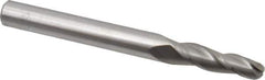 Accupro - 2° Taper Angle per Side, 3/16" Small End Diam, 3/4" LOC, Solid Carbide 3 Flute Tapered Ball End Mill - 2-1/2" OAL, 1/4" Shank Diam - USA Tool & Supply