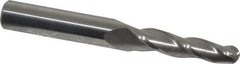 Accupro - 2° Taper Angle per Side, 1/4" Small End Diam, 1-1/4" LOC, Solid Carbide 3 Flute Tapered Ball End Mill - 3" OAL, 3/8" Shank Diam - USA Tool & Supply