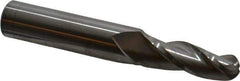 Accupro - 2° Taper Angle per Side, 3/8" Small End Diam, 1-1/4" LOC, Solid Carbide 3 Flute Tapered Ball End Mill - 3-1/4" OAL, 1/2" Shank Diam - USA Tool & Supply