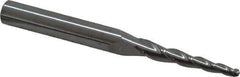 Accupro - 3° Taper Angle per Side, 3/32" Small End Diam, 1" LOC, Solid Carbide 3 Flute Tapered Ball End Mill - 2-1/2" OAL, 1/4" Shank Diam - USA Tool & Supply