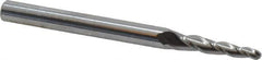 Accupro - 3° Taper Angle per Side, 1/8" Small End Diam, 1" LOC, Solid Carbide 3 Flute Tapered Ball End Mill - 3" OAL, 1/4" Shank Diam - USA Tool & Supply