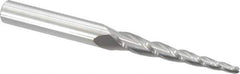 Accupro - 3° Taper Angle per Side, 1/8" Small End Diam, 2" LOC, Solid Carbide 3 Flute Tapered Ball End Mill - 4" OAL, 3/8" Shank Diam - USA Tool & Supply