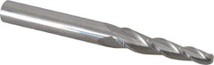 Accupro - 3° Taper Angle per Side, 3/16" Small End Diam, 1-1/4" LOC, Solid Carbide 3 Flute Tapered Ball End Mill - 3" OAL, 5/16" Shank Diam - USA Tool & Supply