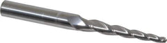 Accupro - 3° Taper Angle per Side, 3/16" Small End Diam, 2-1/2" LOC, Solid Carbide 3 Flute Tapered Ball End Mill - 5" OAL, 1/2" Shank Diam - USA Tool & Supply