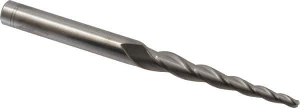 Accupro - 3° Taper Angle per Side, 3/16" Small End Diam, 3" LOC, Solid Carbide 3 Flute Tapered Ball End Mill - 6" OAL, 1/2" Shank Diam - USA Tool & Supply