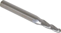 Accupro - 3° Taper Angle per Side, 1/4" Small End Diam, 1-1/4" LOC, Solid Carbide 3 Flute Tapered Ball End Mill - 4" OAL, 7/16" Shank Diam - USA Tool & Supply