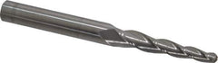 Accupro - 3° Taper Angle per Side, 1/4" Small End Diam, 2-1/4" LOC, Solid Carbide 3 Flute Tapered Ball End Mill - 5" OAL, 1/2" Shank Diam - USA Tool & Supply