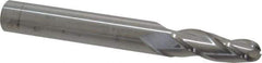 Accupro - 3° Taper Angle per Side, 3/8" Small End Diam, 1-1/4" LOC, Solid Carbide 3 Flute Tapered Ball End Mill - 4" OAL, 1/2" Shank Diam - USA Tool & Supply