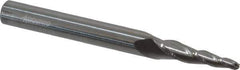 Accupro - 5° Taper Angle per Side, 3/32" Small End Diam, 3/4" LOC, Solid Carbide 3 Flute Tapered Ball End Mill - 2-1/2" OAL, 1/4" Shank Diam - USA Tool & Supply