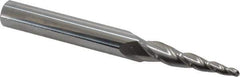 Accupro - 5° Taper Angle per Side, 1/8" Small End Diam, 1-1/2" LOC, Solid Carbide 3 Flute Tapered Ball End Mill - 4" OAL, 7/16" Shank Diam - USA Tool & Supply