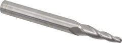Accupro - 5° Taper Angle per Side, 3/16" Small End Diam, 1-1/4" LOC, Solid Carbide 3 Flute Tapered Ball End Mill - 4" OAL, 7/16" Shank Diam - USA Tool & Supply