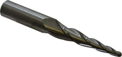 Accupro - 5° Taper Angle per Side, 3/16" Small End Diam, 2-1/2" LOC, Solid Carbide 3 Flute Tapered Ball End Mill - 4-5/8" OAL, 3/8" Shank Diam - USA Tool & Supply