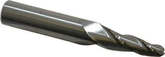 Accupro - 5° Taper Angle per Side, 1/4" Small End Diam, 1-1/4" LOC, Solid Carbide 3 Flute Tapered Ball End Mill - 3-1/4" OAL, 1/2" Shank Diam - USA Tool & Supply
