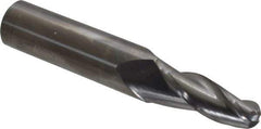 Accupro - 5° Taper Angle per Side, 3/8" Small End Diam, 1-1/4" LOC, Solid Carbide 3 Flute Tapered Ball End Mill - 3-1/2" OAL, 5/8" Shank Diam - USA Tool & Supply