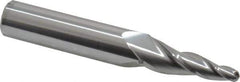 Accupro - 7° Taper Angle per Side, 3/16" Small End Diam, 1-1/4" LOC, Solid Carbide 3 Flute Tapered Ball End Mill - 3-1/4" OAL, 1/2" Shank Diam - USA Tool & Supply