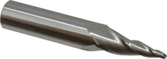 Accupro - 10° Taper Angle per Side, 1/8" Small End Diam, 1-1/4" LOC, Solid Carbide 3 Flute Tapered Ball End Mill - 3-1/2" OAL, 5/8" Shank Diam - USA Tool & Supply