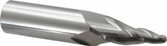 Accupro - 10° Taper Angle per Side, 1/4" Small End Diam, 2" LOC, Solid Carbide 3 Flute Tapered Ball End Mill - 5" OAL, 1" Shank Diam - USA Tool & Supply