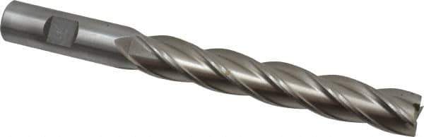 Interstate - 5/8", 4" LOC, 5/8" Shank Diam, 6-1/8" OAL, 4 Flute, High Speed Steel Square End Mill - Single End, Uncoated, Spiral Flute, 30° Helix, Right Hand Cut, Right Hand Flute - USA Tool & Supply